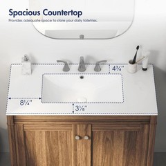 Eridanus Tucson 36″x18″ Vitreous China Vanity Top White Single Sink 3-Hole 8″