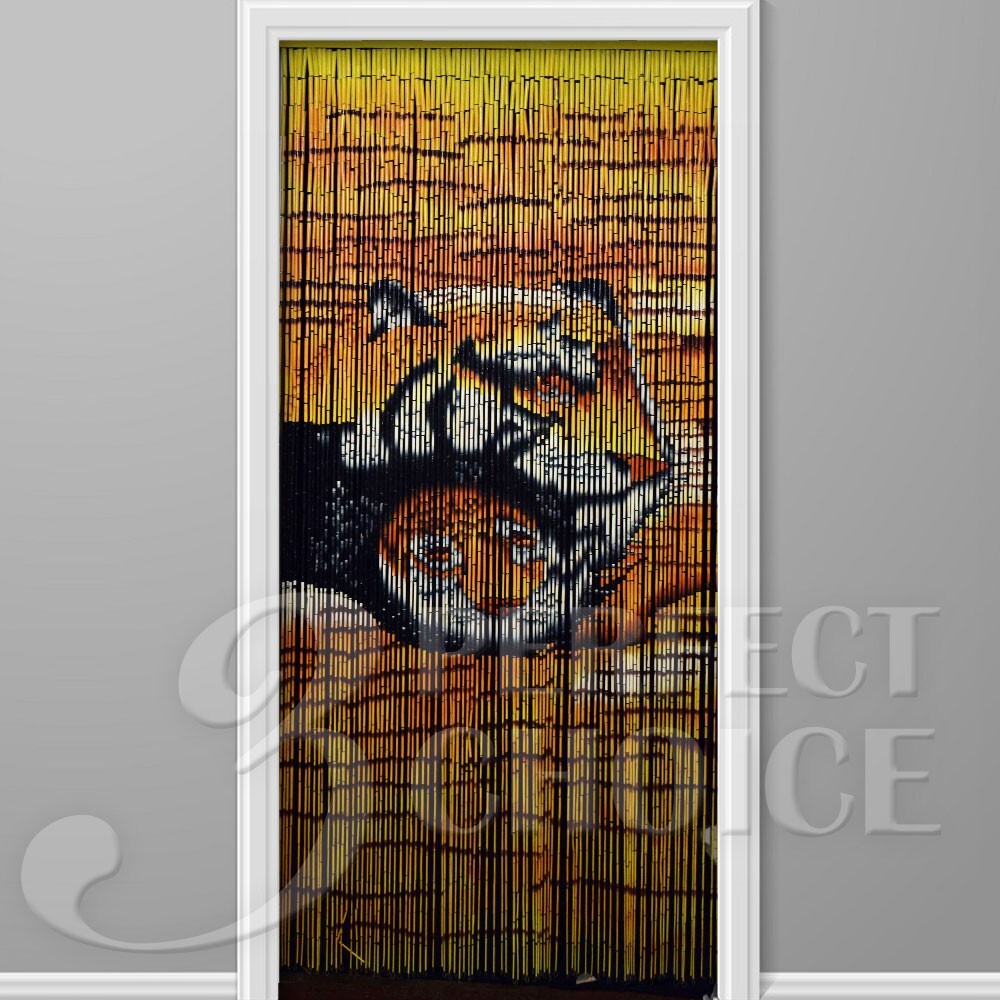 Bamboo Handmade Curtain Beads Window Door Shoji Room Divider Tiger Tigers Print