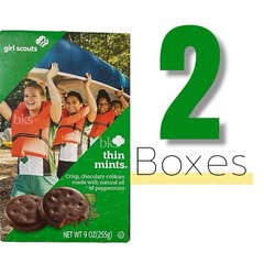 2 Boxes Girl Scouts Thin Mints Cookies Chocolate Fudge Lot Peppermint Snacks USA