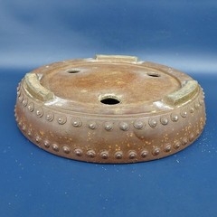 Bonsai Pot Heian Kosen Terracotta Studded Round Medium 26.3cm 10.3in Vintage JPN