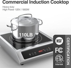 Commercial Electric Induction Cooktop Electric Hot Plate Touch Screen 1800W 110V