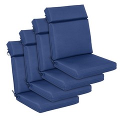 4Pcs Chair Cushions Seat Outdoor Patio High Back Deck Cartridge Cushion with Tie