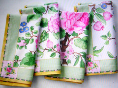 WILLIAMS SONOMA CANTON ROSE NAPKINS SET OF FOUR COTTON TWILL 20″ SQ NEW WITH TAG