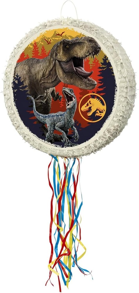 Multicolor Jurassic World 3 Birthday Pinata, Pull String, 20 x 19.75in