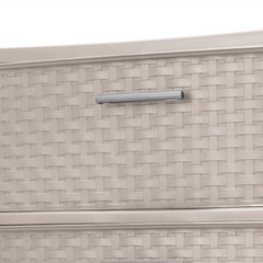 Sterilite 3 Drawer Wide Storage Tower, Plastic Weave Home Organizer, Grey Pumice
