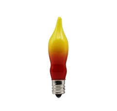 12 Pack Orange & Red Flame Tip Bulbs, 7W 120V, E12 Candelabra Base