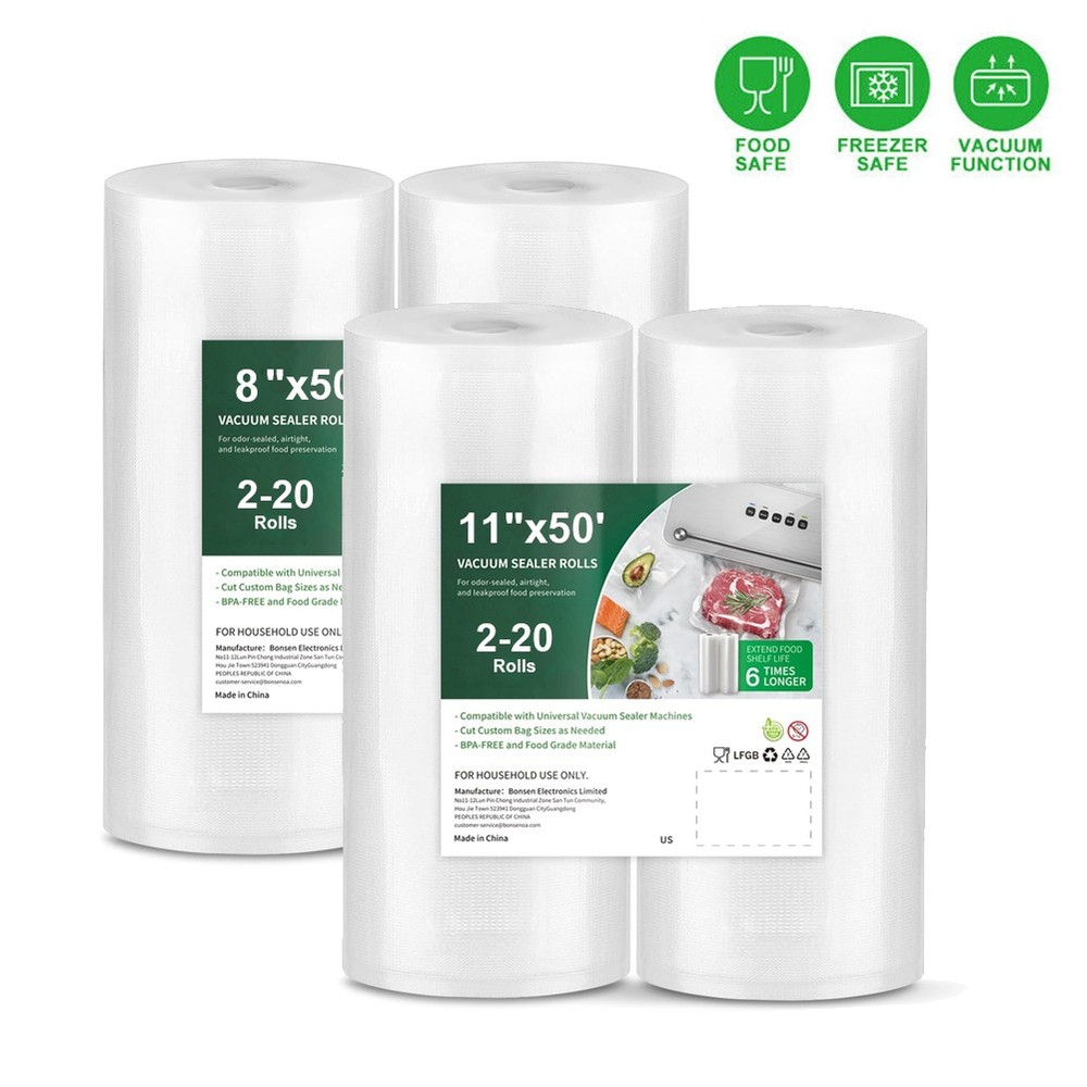 8″x50′ 11″x50′ Vacuum Sealer Rolls Commercial Grade Food Saver Storage Bags 4Mil