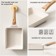 Tamagoyaki Pan,Japanese Omelette Pan,White Tamagoyaki Egg Pan, Non Stick Rectang
