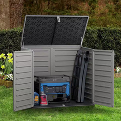 4.6 Ft. X 2.7 Ft. X 4.1 Ft. 304 Gal. Gray Resin Deck Box, Horizontal Outdoor Sto