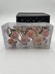 New At Home with Meijer Pink Rose Shower Curtain Hooks – Set of 12 Resin