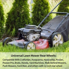 2 Set 12×1.75″ Plastic Rear Lawn Mower Wheels for Arnold 490-324-0002, 1/2″ Bore