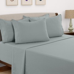 6 Piece Bed Sheet Set 1800 Series Microfiber Comfort Deep Pocket Hotel Bed Sheet