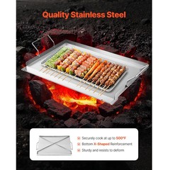 23×16 in Flat Top Griddle Stainless Steel Universal BBQ Grill Pan Cookware