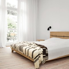 CLINT EASTWOOD ALPACA WOOL BLANKET – XL 102X83 in REVERSIBLE CREAM/BROWN WESTERN
