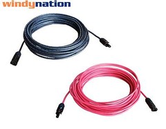 Pair Black + Red Solar Panel Extension Cable Wire Solar Connectors 10 or 12 AWG
