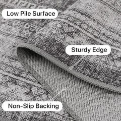 Area Rugs 2×12, Non Slip Hallway Runner Rug, Machine Washable Low Pile Retro …
