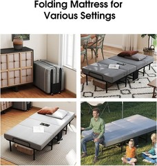 Portable Foldable Bed with Mattress Rollaway for Adults, 75” x 38″