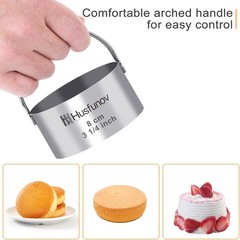 Biscuit Cutter Set Round Cookie Cutters with Handle 5 Pieces Stainless Steel New