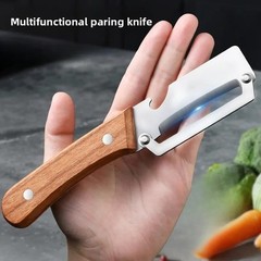 2 PCS 3-in-1 Multifunctional Vegetable Peeler with Wooden Handle,Julienne Slicer