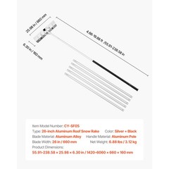 Uimoso 7.5-20 ft Snow Roof Rake with Wheels, 26 in Aluminum Blade, Lightweight