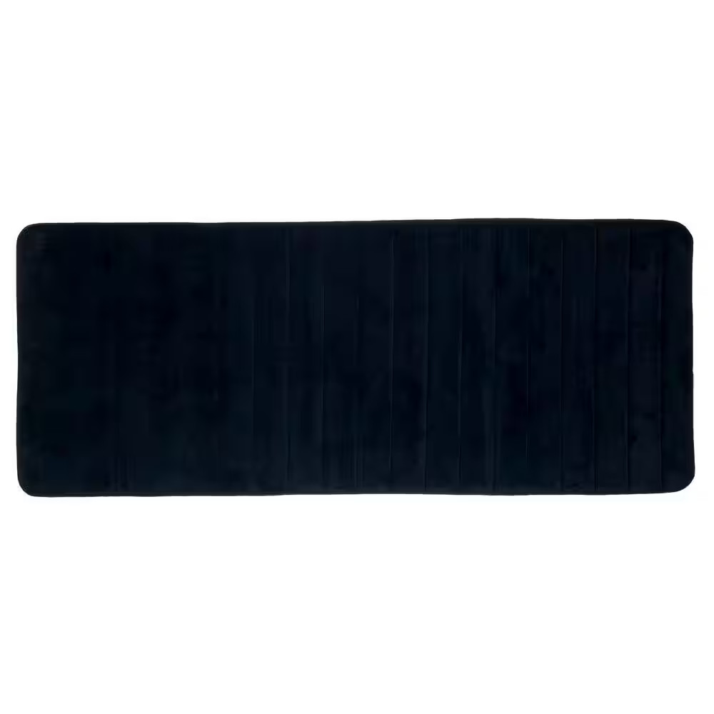 Black Mat Memory Foam Striped Extra Long No Slip Bathroom Rug 24.25 In. X 60 In.