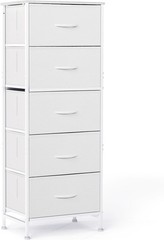 5 Drawer Dresser with Fabric Bins Sturdy Steel Frame Storage Organizer Chest