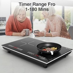 Induction Cooktop Electric Cooktop 2 Burner Glass Cooktop Stove 110V 4000W Touch