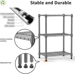 M MZG ,Storage Shelving 3-Shelf Wire Shelving Unit Metal Wire Shelves Storage