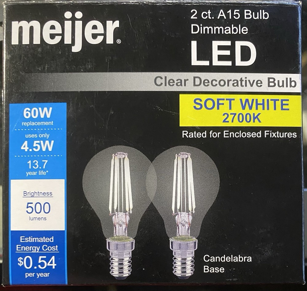 Meijer 2 ct. A15 Dimmable LED Clear Decorative Bulb Soft White 2700K