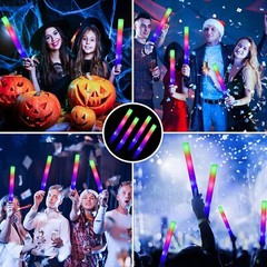 100PCS LED Foam Sticks Light Up Wands Rally Flashing Glow Party Rave
