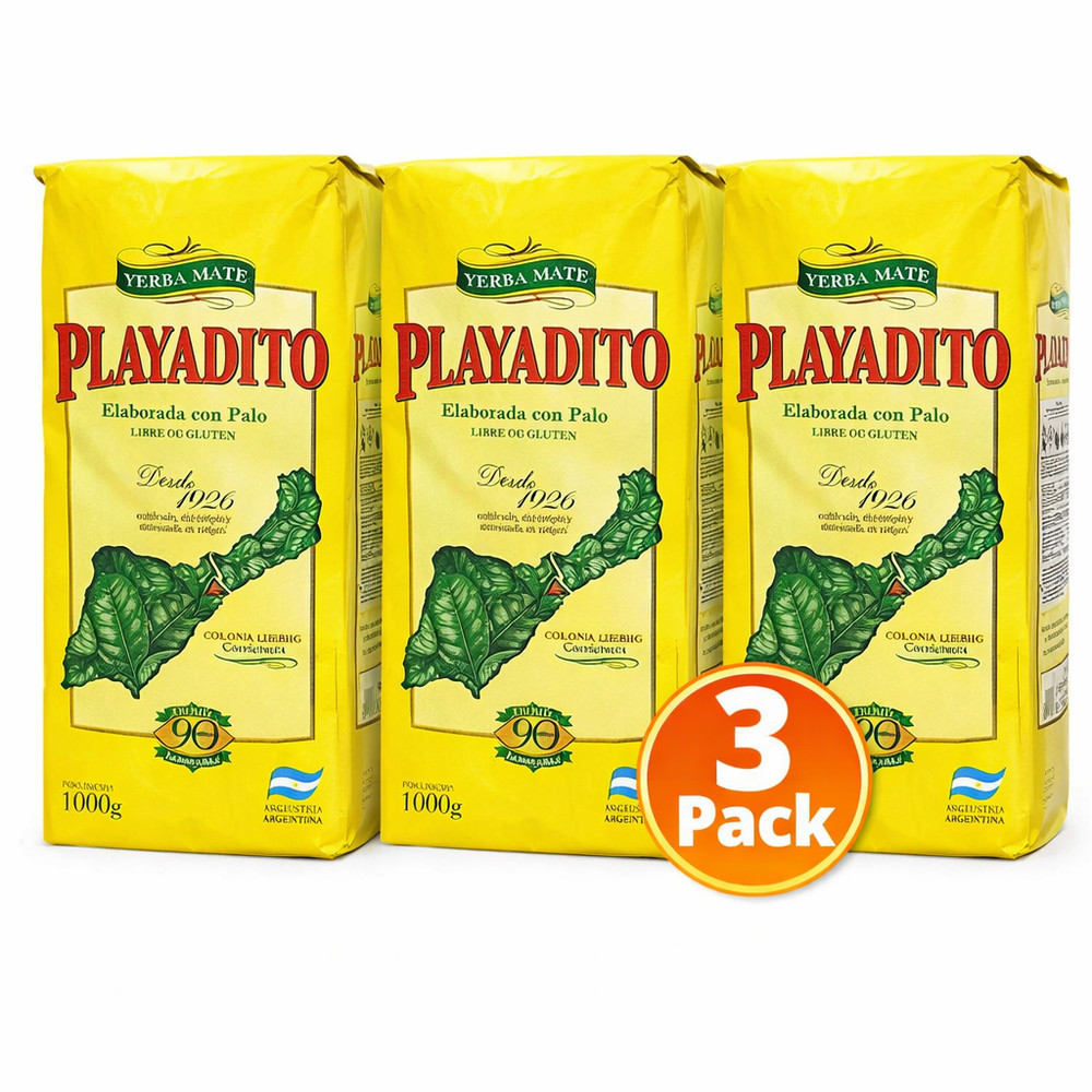 Playadito Yerba Mate 1kg 3 Pack | Traditional Argentine Mate | USA Seller
