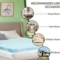 Blue Gel Memory Foam Topper – 3″ Thick, Full Size Bed Enhancer