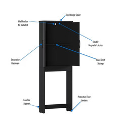 Ardent Over Toilet Storage Cabinet Black Bathroom Space Saver Shelf