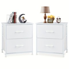2 Drawer Dresser Nightstand Pack Of 2 Bedroom Storage Organizer Cabinet Fabric