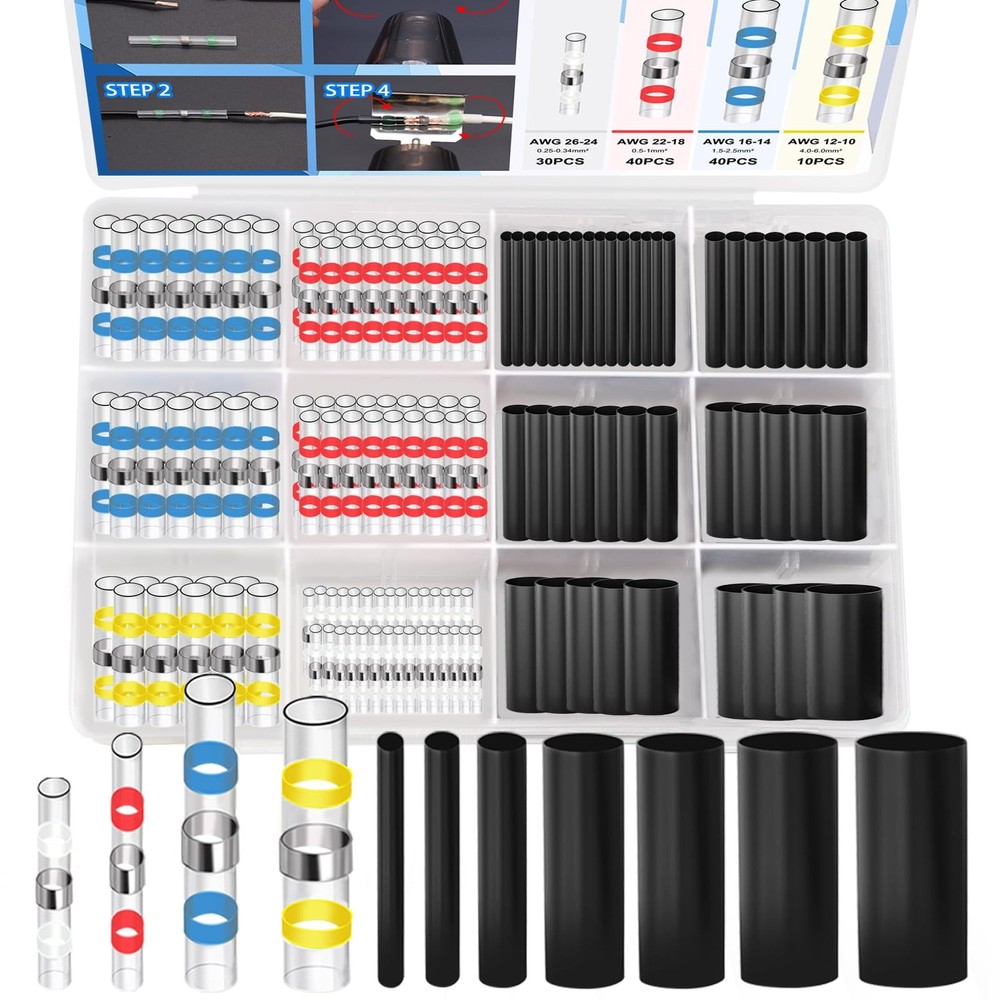 252PCS Heat Shrink Solder Seal Wire 252PCS, white, red, blue, yellow