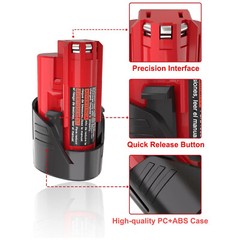 2 Pack 12V 3.0Ah for Milwaukee M-12 Lithium-ion Battery 48-11-2425 48-11-2420