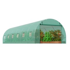 VEVOR Walk-in Tunnel Greenhouse 29.2×9.7×6.5ft Galvanized Frame PE Cover Green