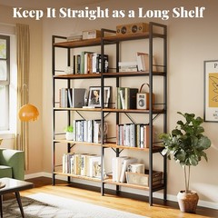 Huuger 5 Tier Bookshelf, L Shaped Corner Bookshelf with 10 Open Shelves, 49.4 In