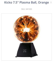 7.5 ” Orange Plug In Plasma Ball Touch Sensitive With 1 Bulb Wireless Light Up