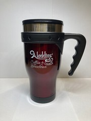 COFFEE & SMOOTHIE 16 oz. STAINLESS STEEL TRAVEL MUG in RED – HAND WASH ONLY (SQ)