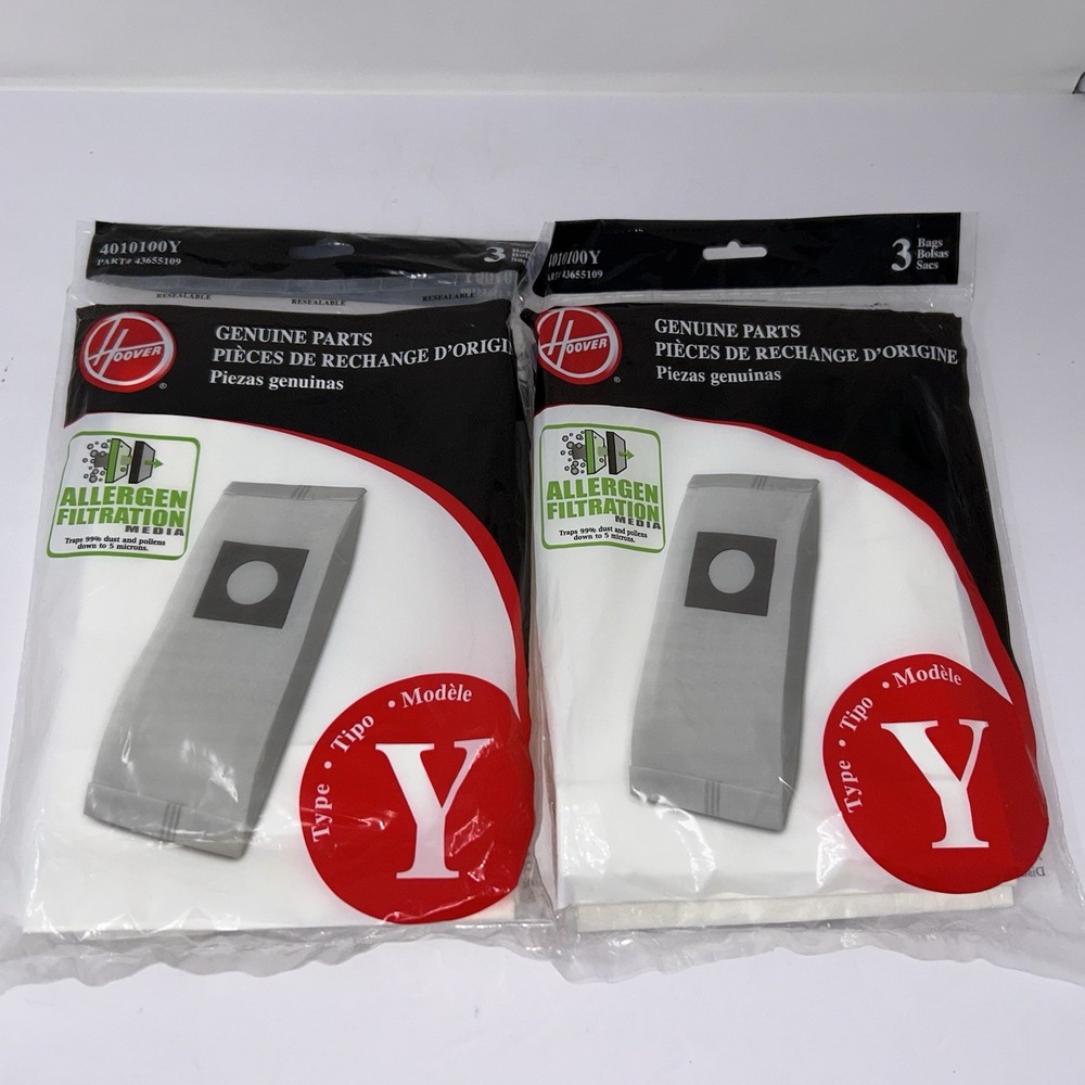 New Hoover Type Y Vacuum Bags Genuine OEM Allergen Filtration Lot of 6 Bags