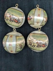 4 VTG Girl Scouts Silk Christmas Balls Currier & Ives Winter WNEPTV 16 PA