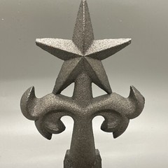Cast Iron Silver Tone Texas Star Ornamental Fence Topper Finial Western Rustic