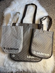 Lululemon Reusable Shopping Tote Bag Large Brow Small Gray Brown Lot 3 New