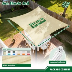 Rectangle Sun Shade Sail Canopy Shelter Shade Mesh Cover Patio Yard Pool Outdoor