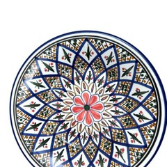 Le Souk Ceramique Tunisia Mediterranean Floral Plate Mandala Design 9.5 in