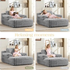 Upholstered Oversized Chaise Lounge Chair Sleeper Sofa with Soft Pillow&Armrest