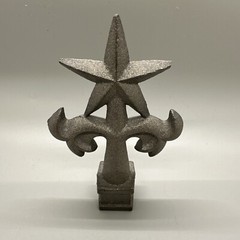 Cast Iron Silver Tone Texas Star Ornamental Fence Topper Finial Western Rustic