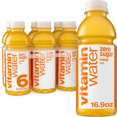 vitaminwater Rise Zero Sugar Orange Flavored Water Beverage, 16.9 fl oz, 6 Pack