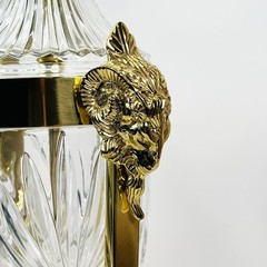 Vintage Regency Rams Head Brass & Crystal Lamps Both Work BEAUTIFUL QUALITY